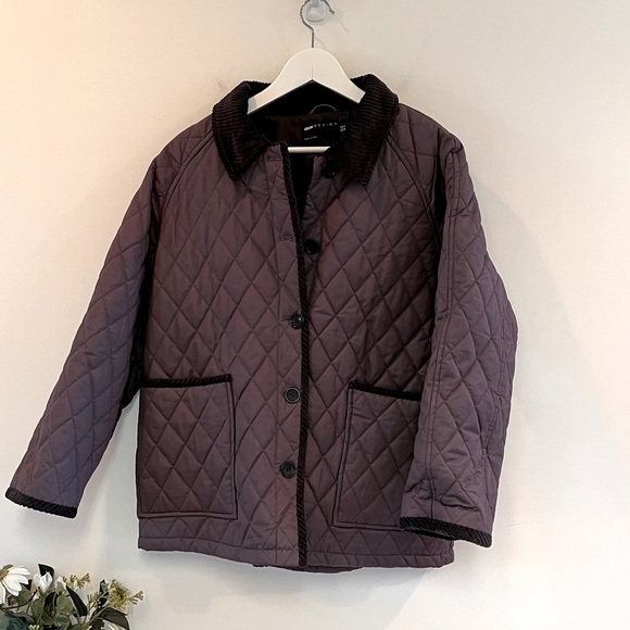 ASOS Design Quilt Jacket with Cord Collar Size 6 Women’s Charcoal Gray - Picture 8 of 11